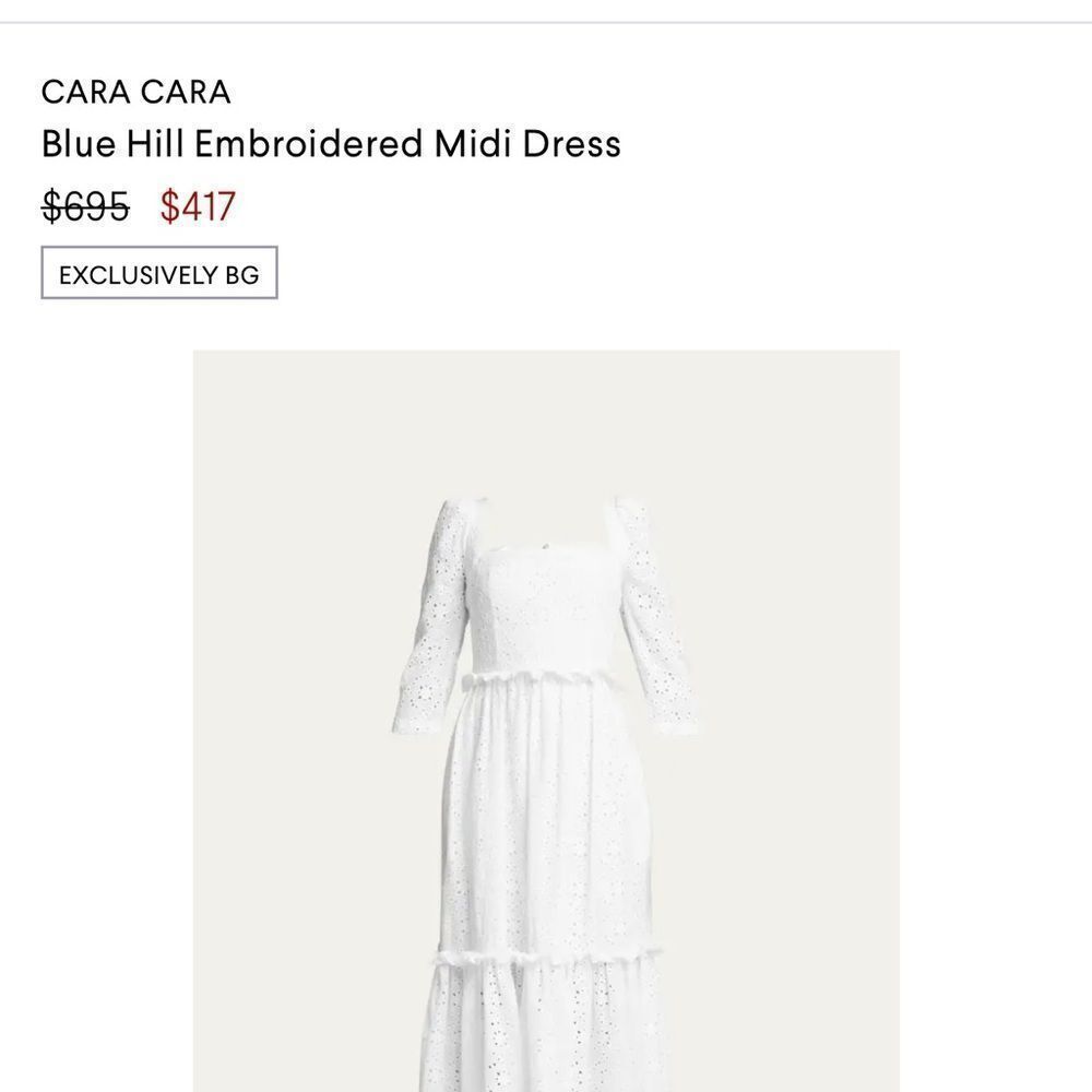 Bergdorf Goodman "Cara Cara" Blue Hill Embroidered Midi Dress Size 6‎ - Picture 5 of 6